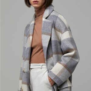 Oak and Fort wool plaid peacoat trenchcoat